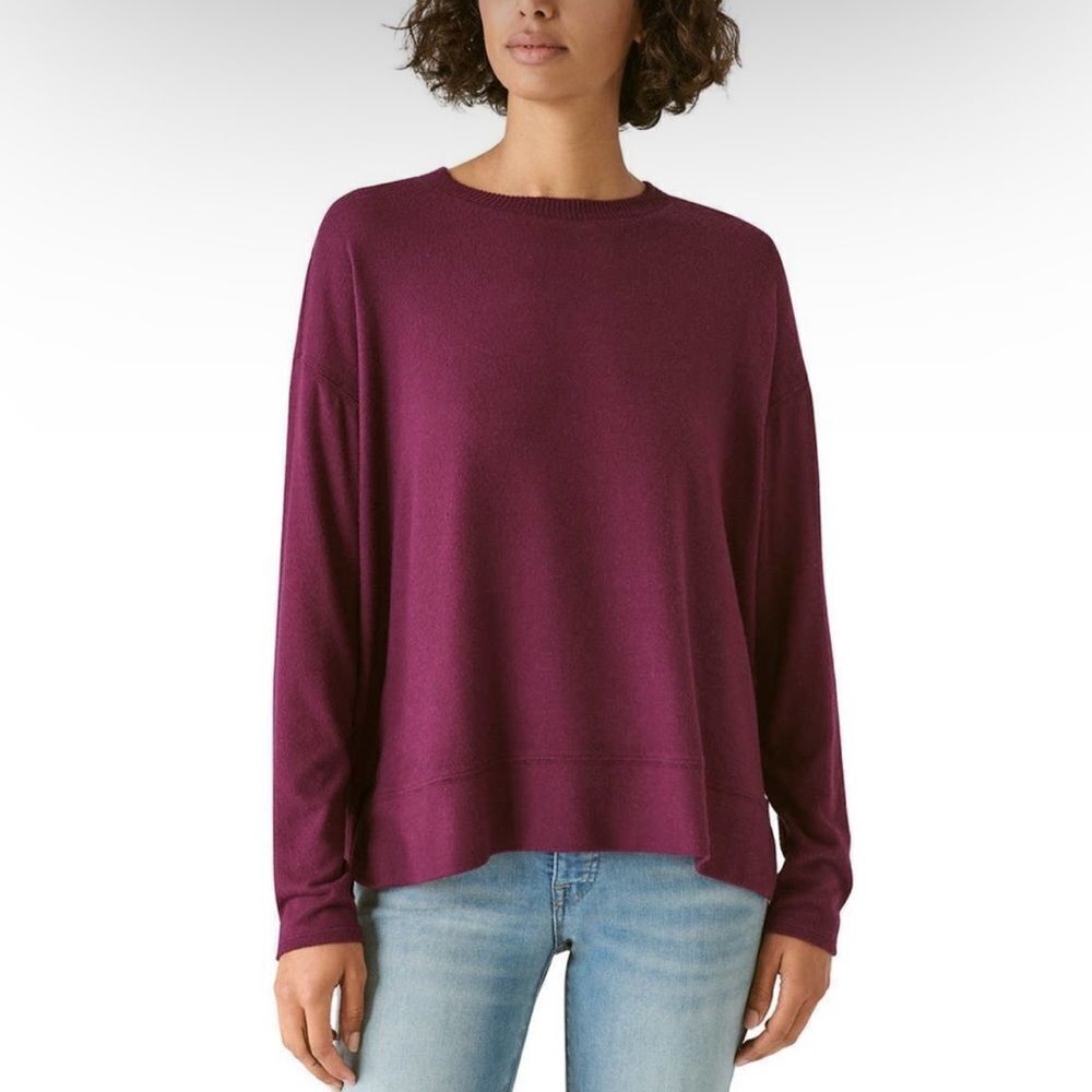 Lucky Brand Ladies Cozy Crewneck Sweater Medium NEW Knit Pullover Potent Purple